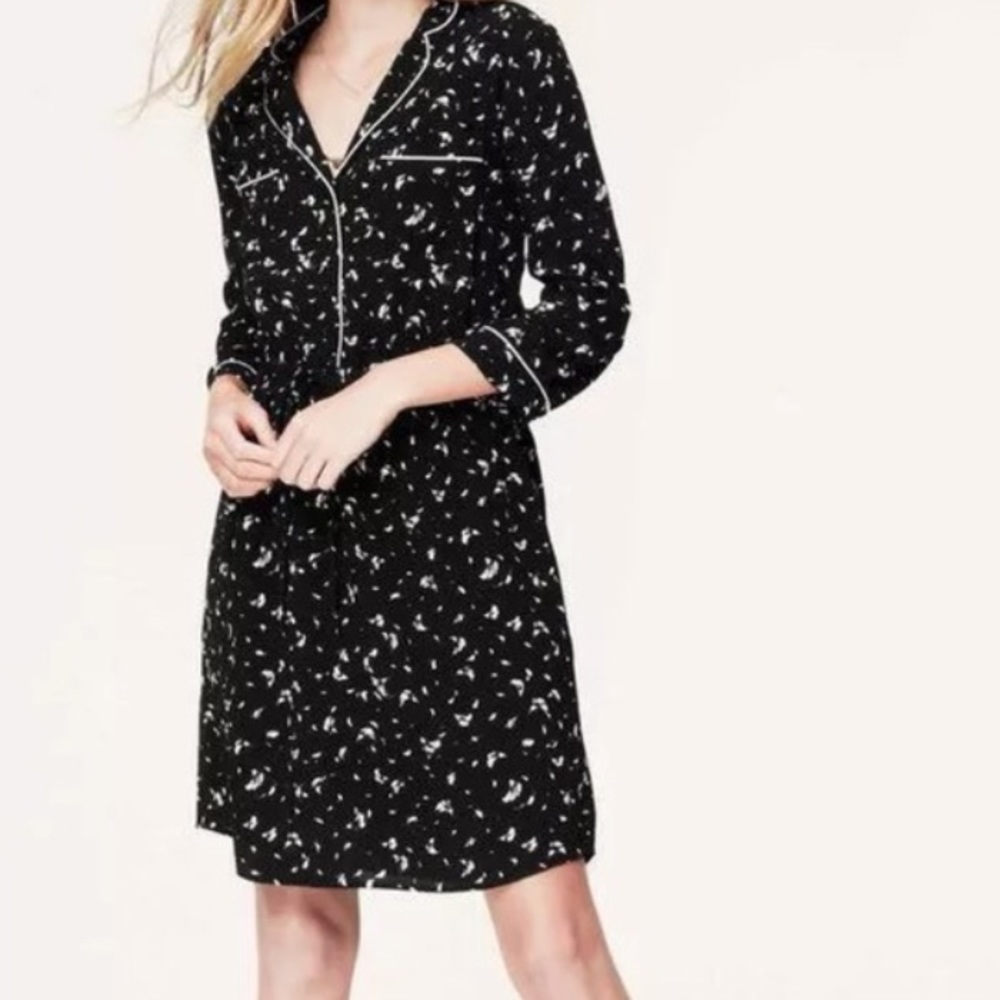 LOFT Petal Piped Shirtdress