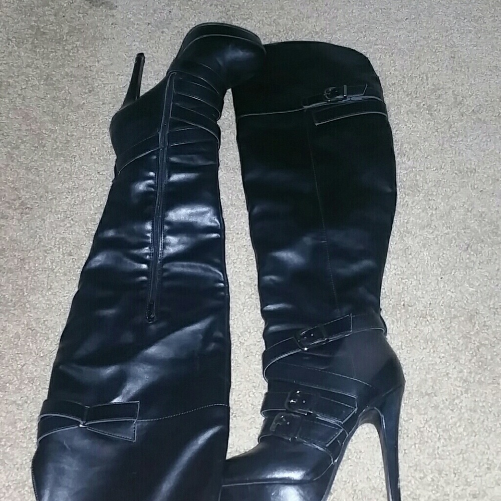 Shi by Journeys Black Thigh High Boots