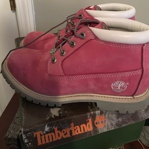Pink timberland boots