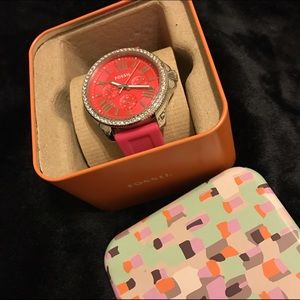 Pink fossil watch