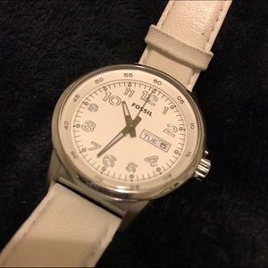 White Leather Fossil Watch