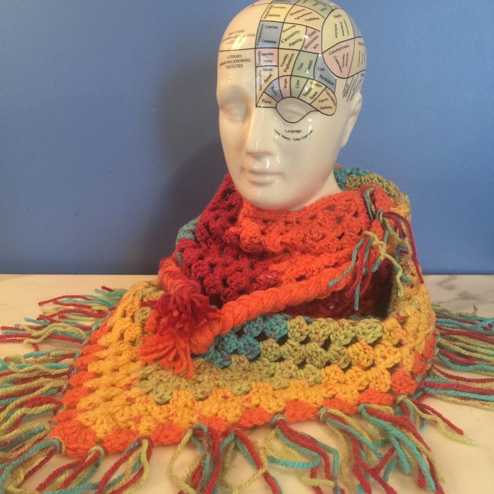 Crochet Rainbow Triangle Scarf