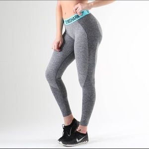 Gymshark flex leggings charcoal marl/turquoise xs