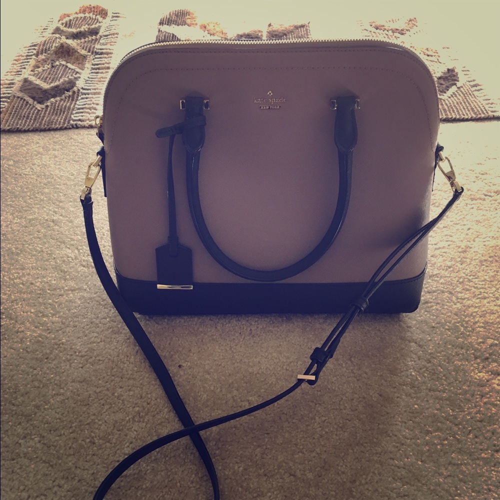Kate Spade Margot Daisy Satchel Black and Beige