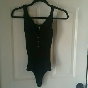 Black Ribbed Bodysuit