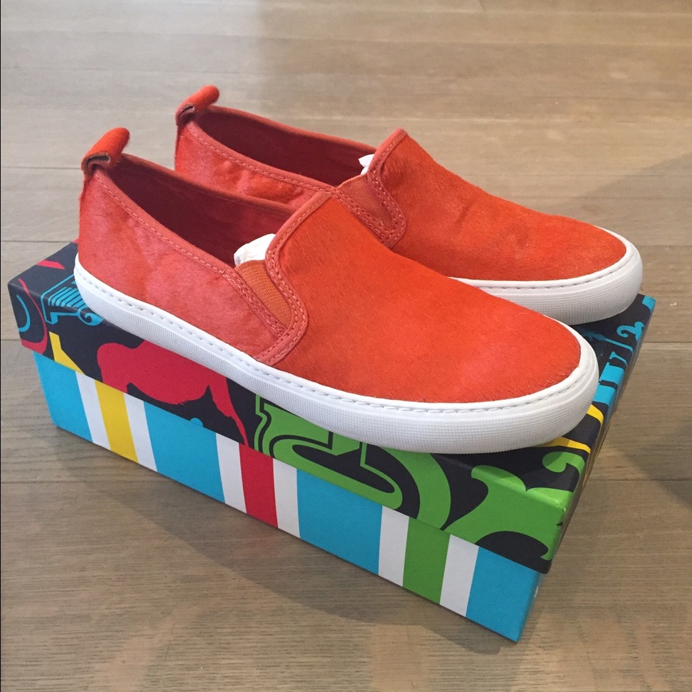 C Wonder Calf hair Slip on Sneakers in Orange