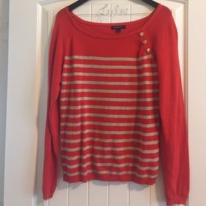 Banana Republic Orange and tan scoop neck sweater