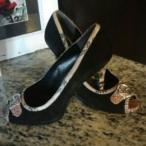 Black suede heels