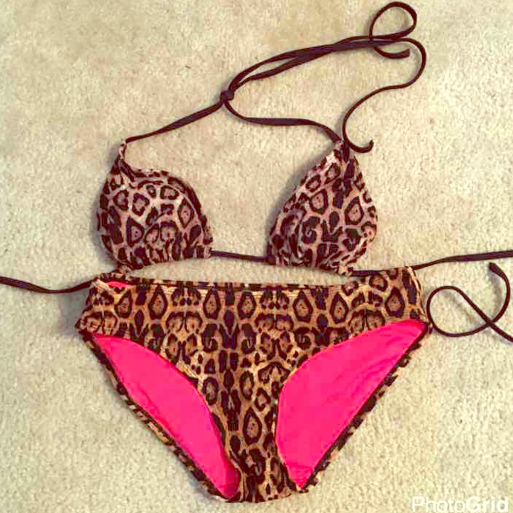cheetah print bikini set
