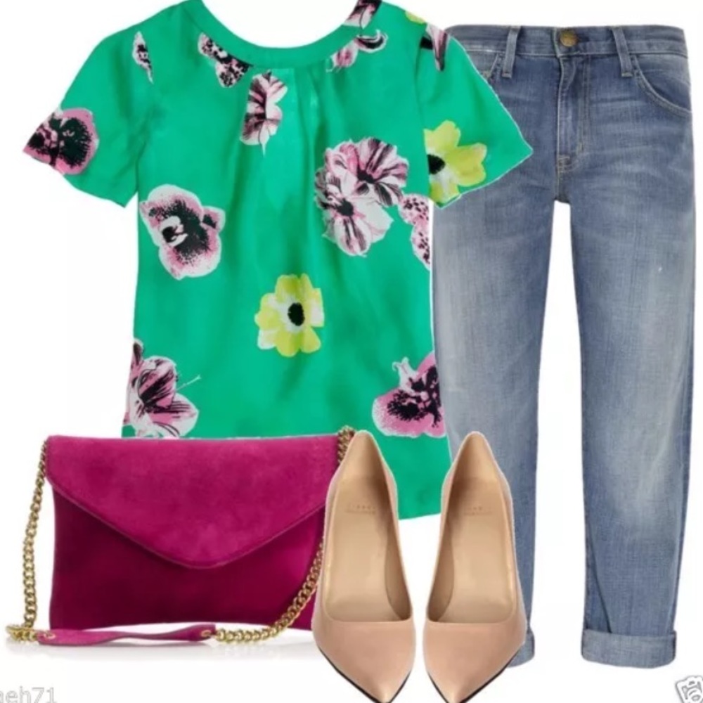 J.Crew Emerald Pool Punk Scoop Blouse