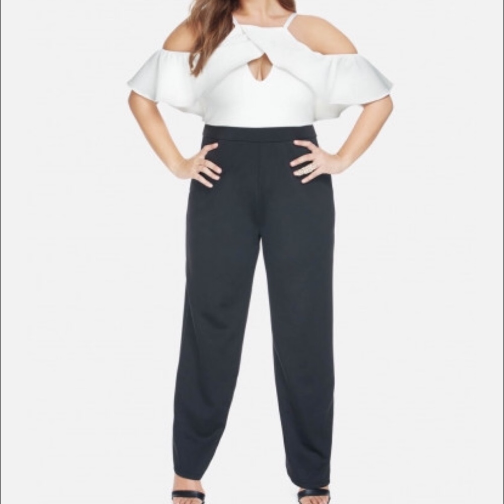 Theo Cold Shoulder Color Block Jump Suit