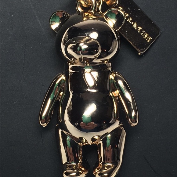 New W Tag Coach Gold Bear Handbag Charm Keyfob - Picture 2 of 4