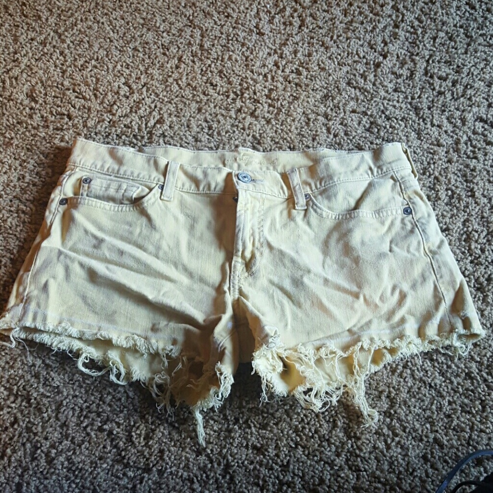 7 FOR ALL MANKIND Yellow Denim Shorts