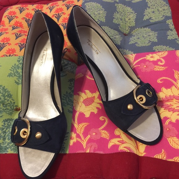 Talbots Shoes - Navy TALBOTS buckle front, heels.  8b Leather