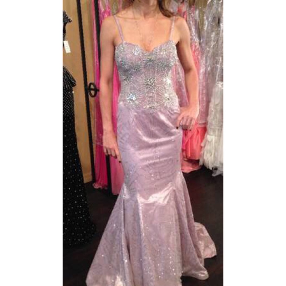 Jovani Couture Gunmetal Silver Grey Evening Dress