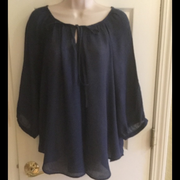 by & by Tops - Blue Crochet-back Blouse Women’s 1x