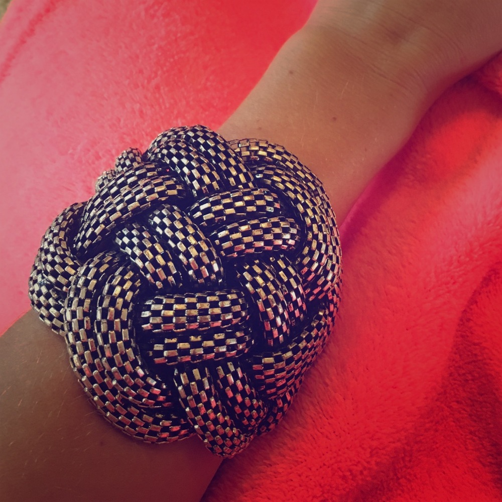 Metallic woven cuff bracelet