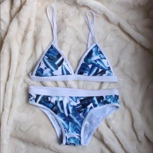 Blue, Leaf print bikini