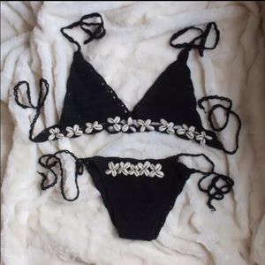 Black crochet bikini