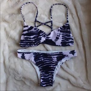 Blue and White Bikini