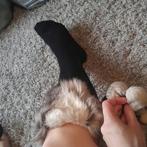 Faux fur boot socks