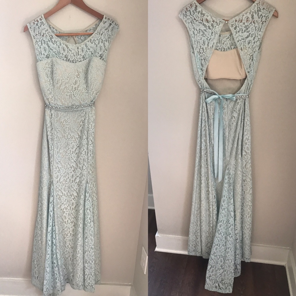 Soft Blue Lace Gown