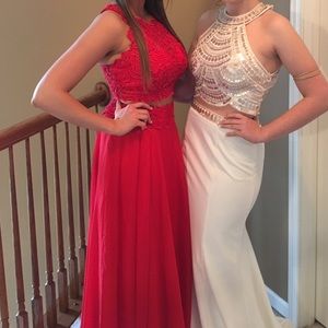 Red two piece prom/formal dress
