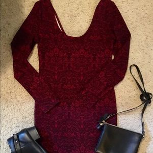 Red & black long sleeve Forever 21 dress