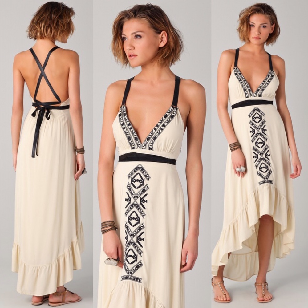12th St Cynthia Vincent Embroidered Cascade Dress