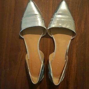 J. Crew silver flats! Size 8