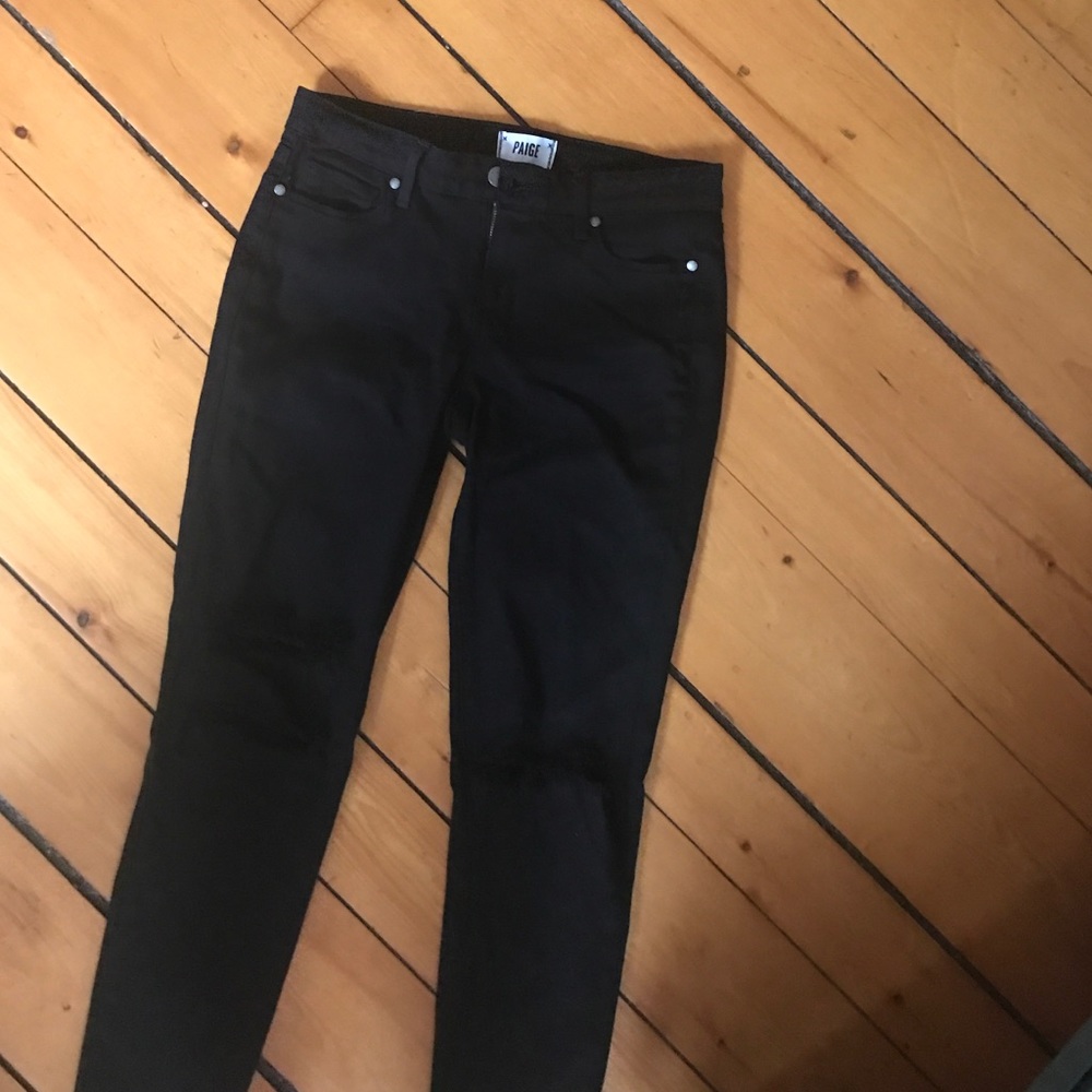 Paige black denim skinny jeans size 29, mid rise