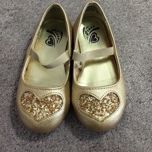 Girls dressy gold shoes