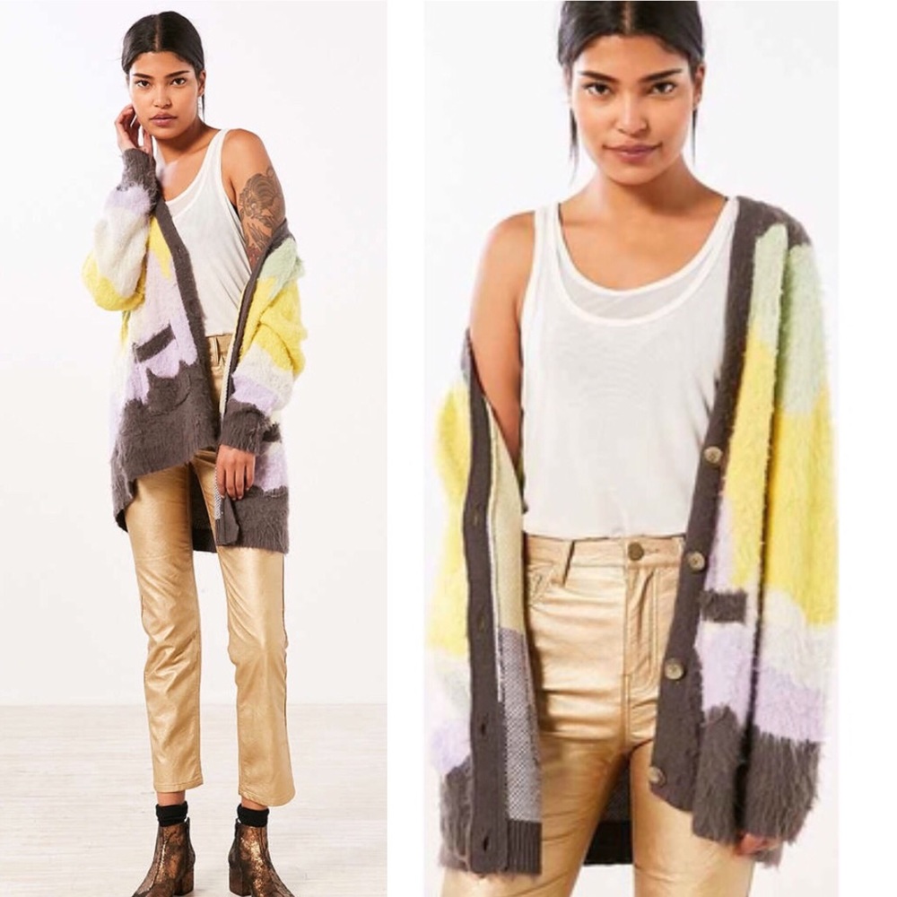 UO Ecote Gigi Cozy Brushed Fuzzy Cardigan