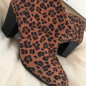 Express leopard faux suede booties