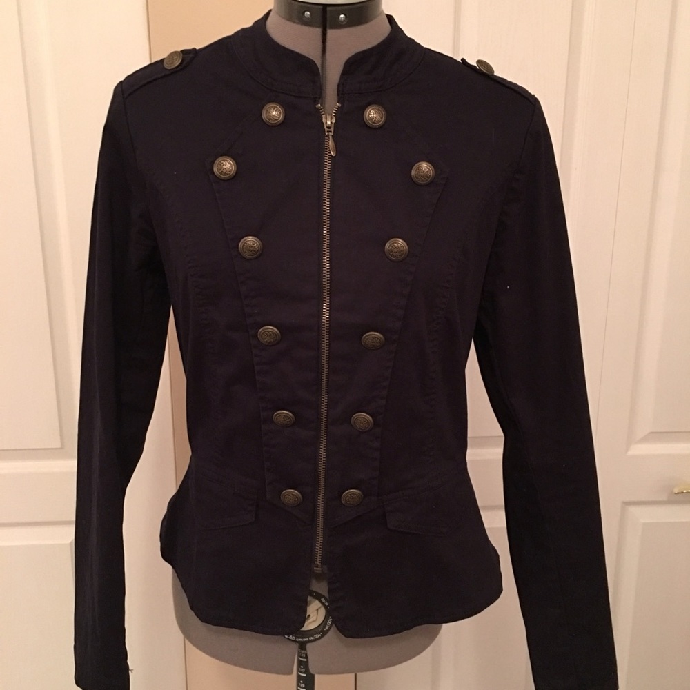 Dress barn military jacket in dark navy blue