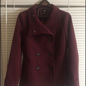 Burgundy short pea coat