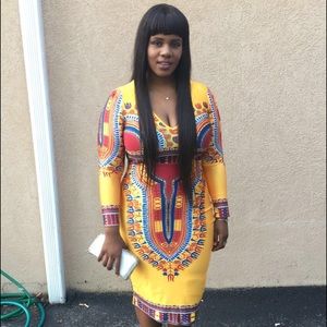 Stretch African print dress XL fits size 12-14