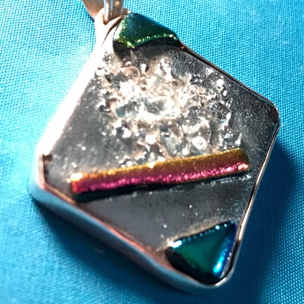 Artisan Fused Glass and Sterling Pendant