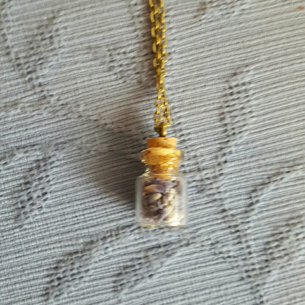 Lavender in a bottle necklace