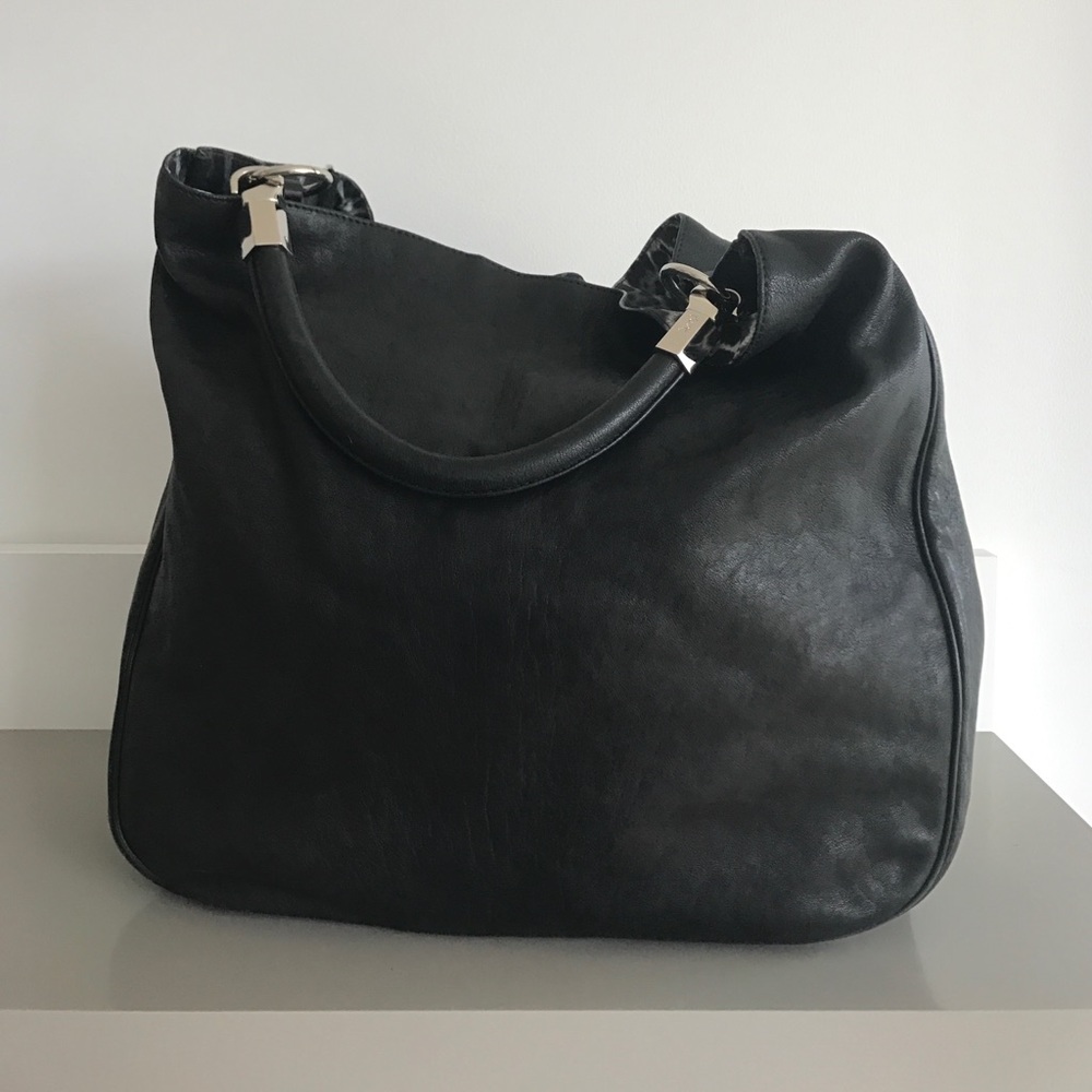 YSL Black Leather Roady Hobo Bag