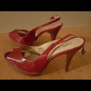 Red Peep-toe Sling-back Pumps