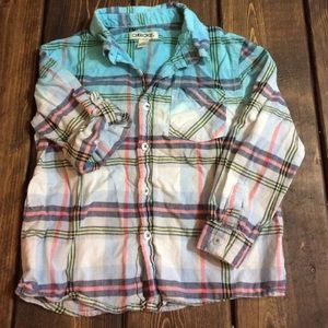 Neon color plaid button up shirt