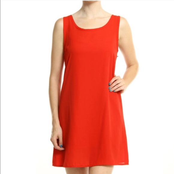 Red Dress With Navy Bow - Picture 2 of 4