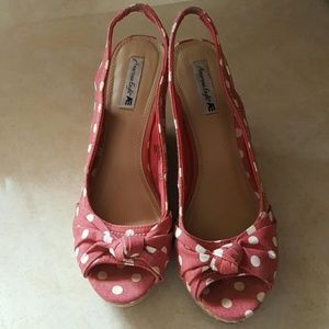 American Eagle  polka dot wedges