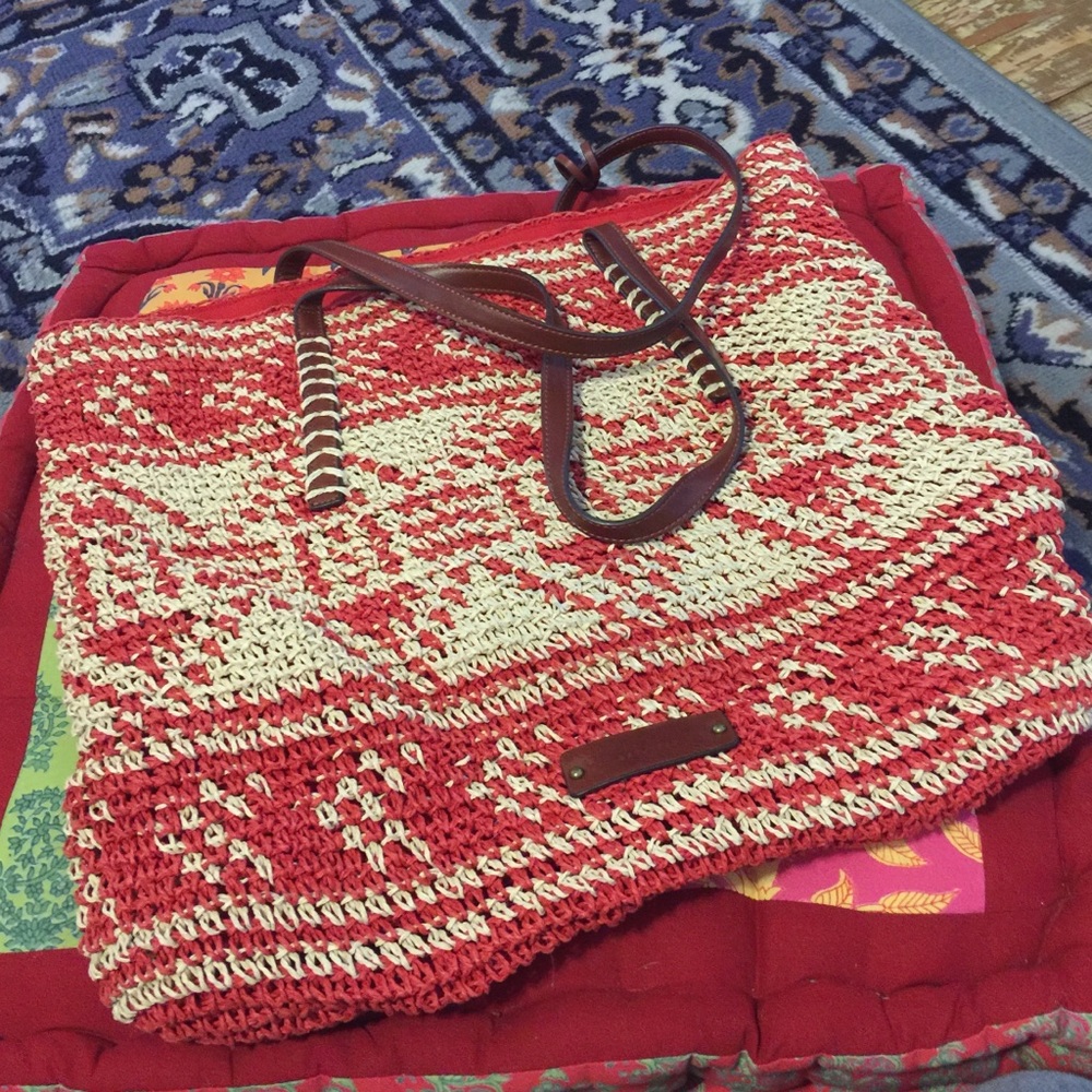 Lucky Brand Raffia and Leather Bag