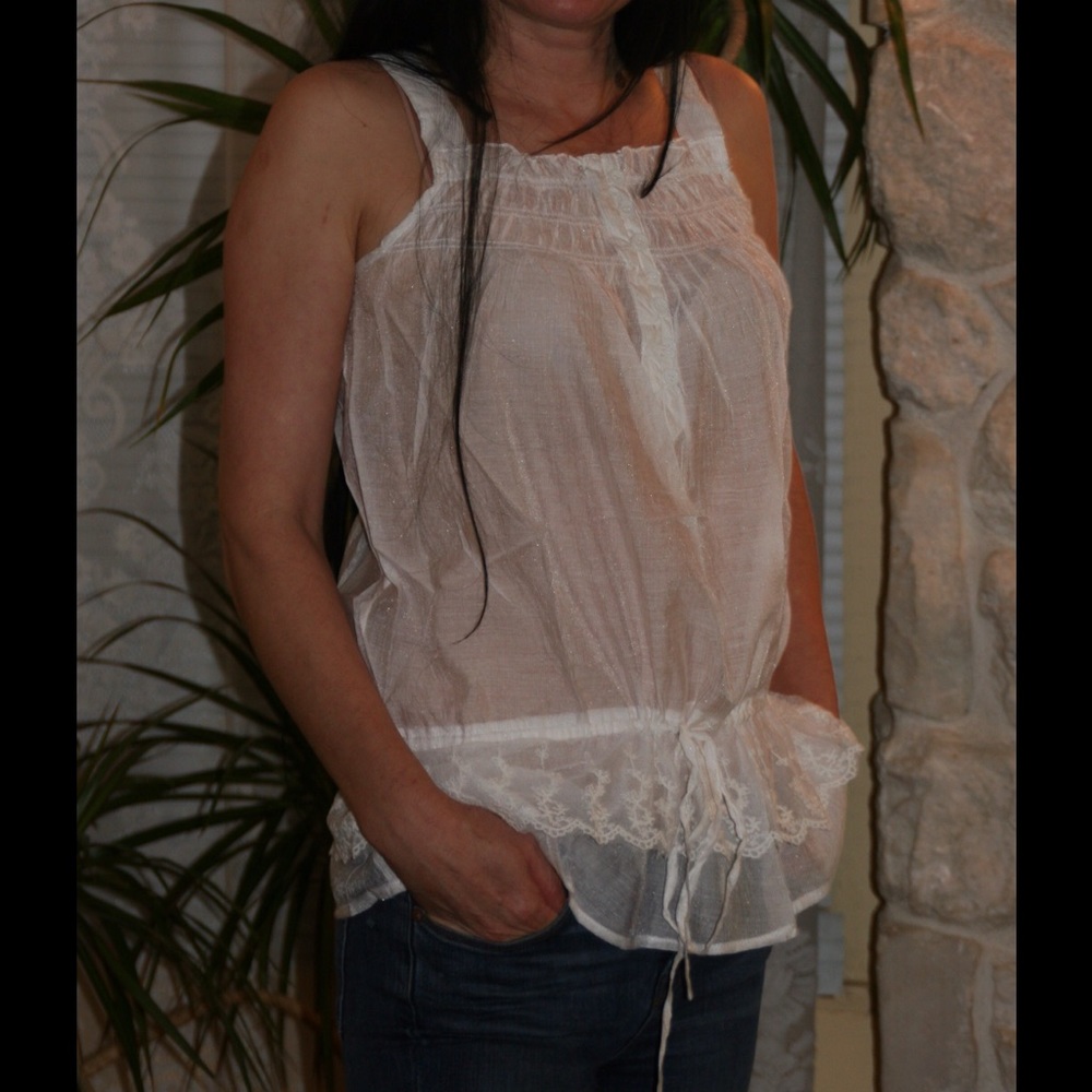 White summer boho blouse/ top