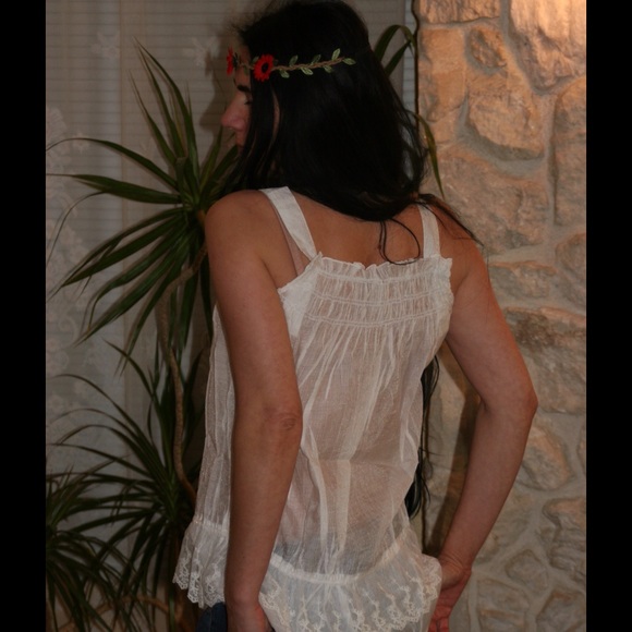 White summer boho blouse/ top - Picture 2 of 4