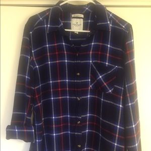 American Eagle Boyfriend Flannel Burton Down Navy