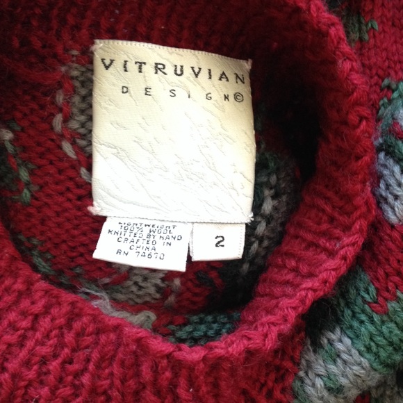 VITRUVIAN DESIGN 100% WOOL SWEATER SZ 2 (M) - Picture 3 of 4