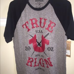 Heather Grey True Religion Raglan Tee
